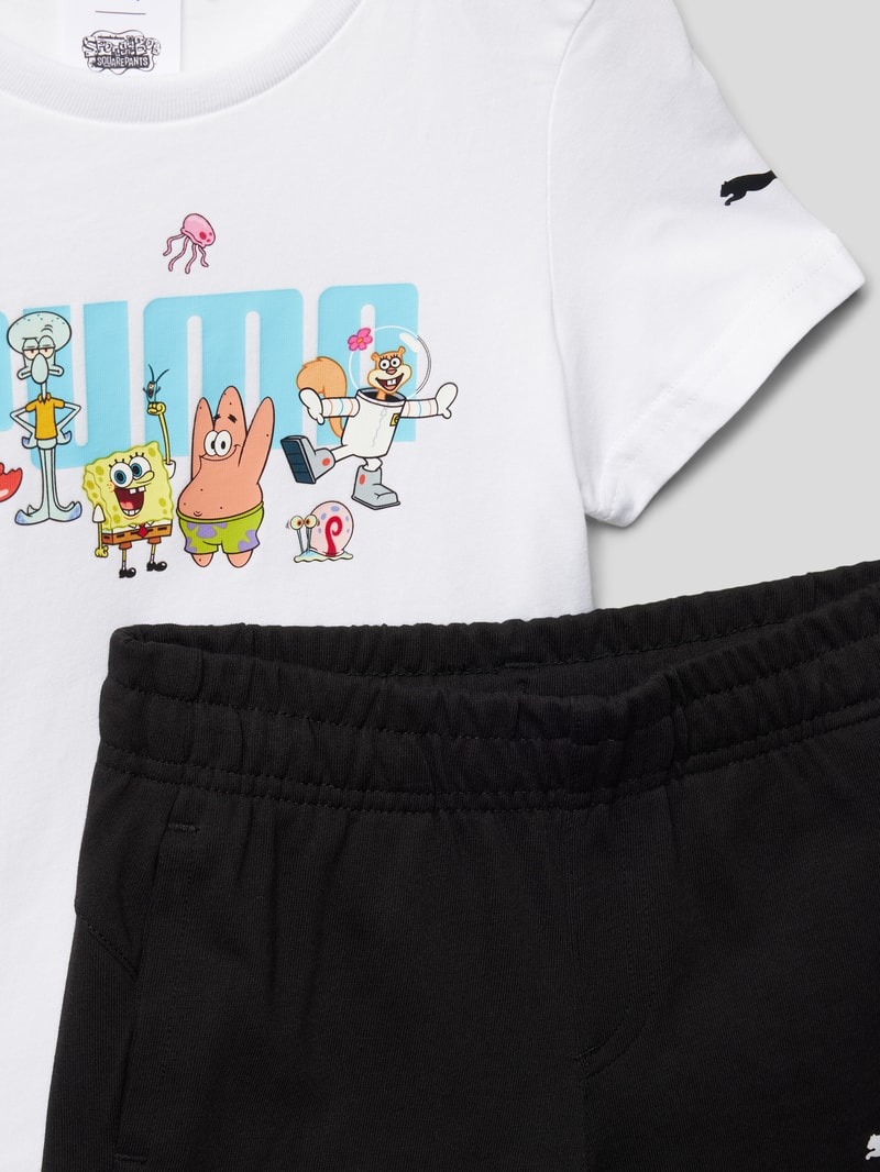 T-Shirt und Shorts im Set mit Spongebob®-Print in weiß