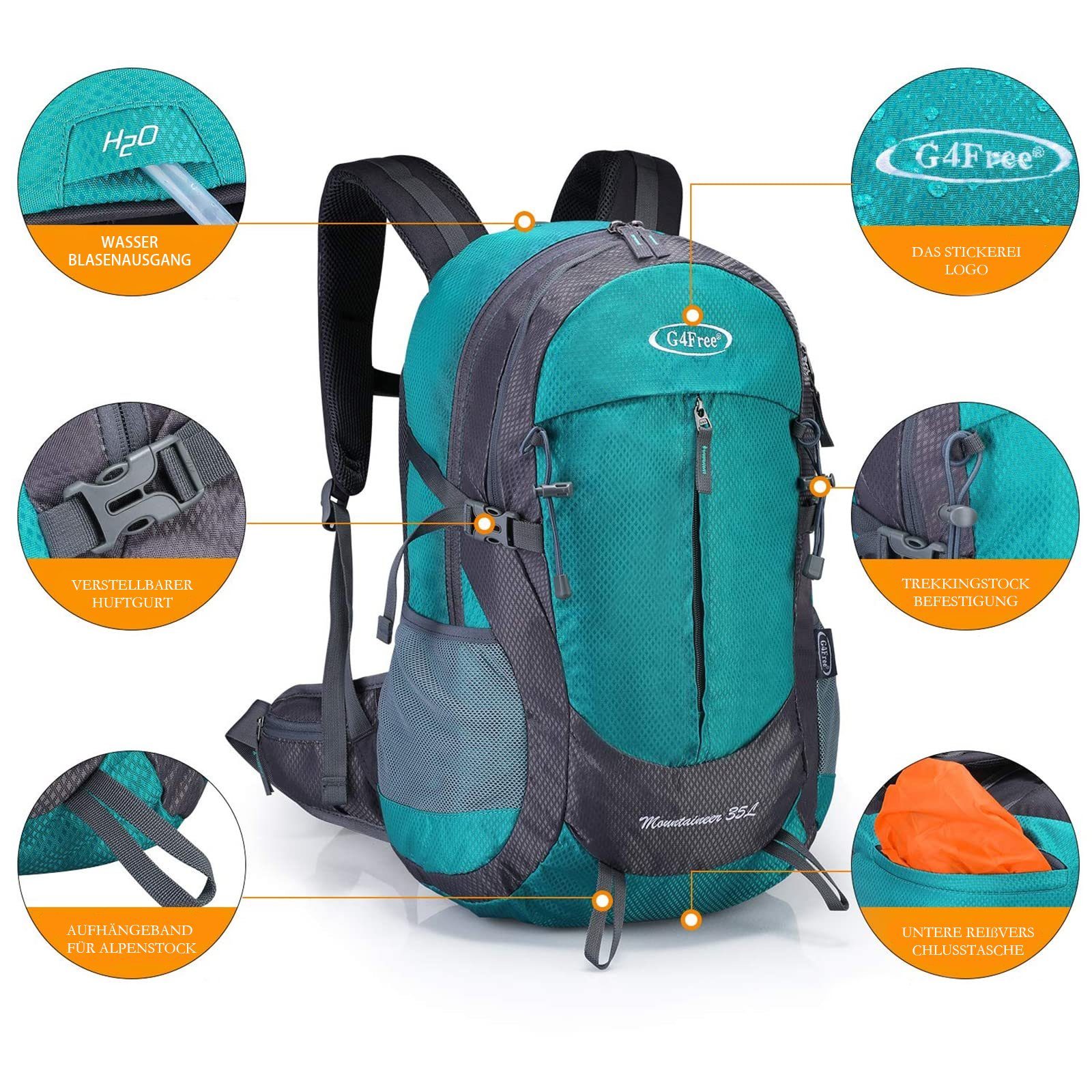 G4Free Wanderrucksack, Wanderrucksack, Rucksack, Reiserucksack 35L