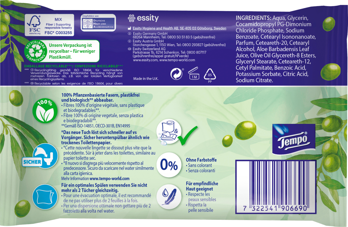 Feuchtes Toilettenpapier Mein Verwöhnmoment Care Olive (2x42 St), 84 St