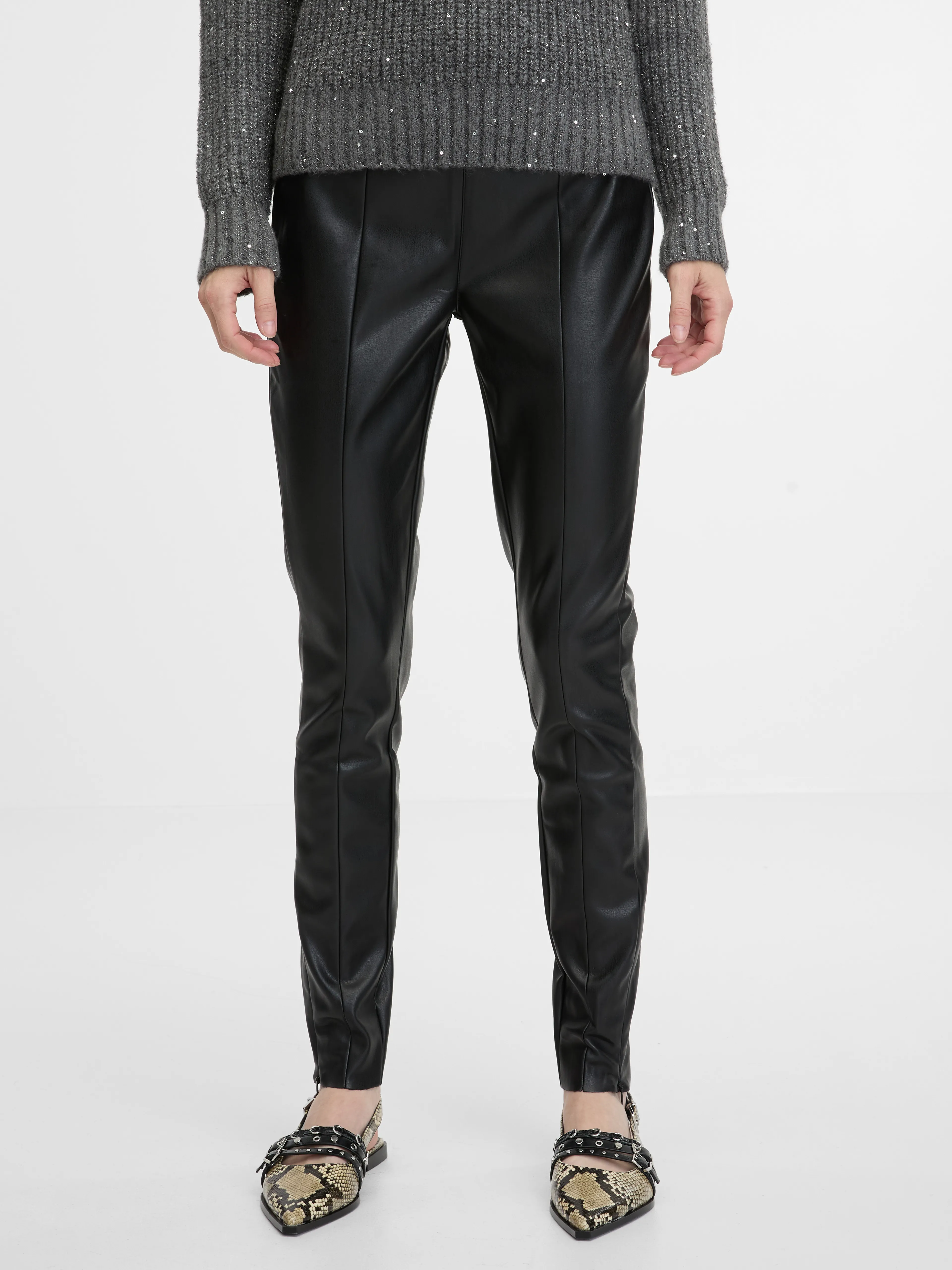 Schwarze Damen Lederhose ORSAY