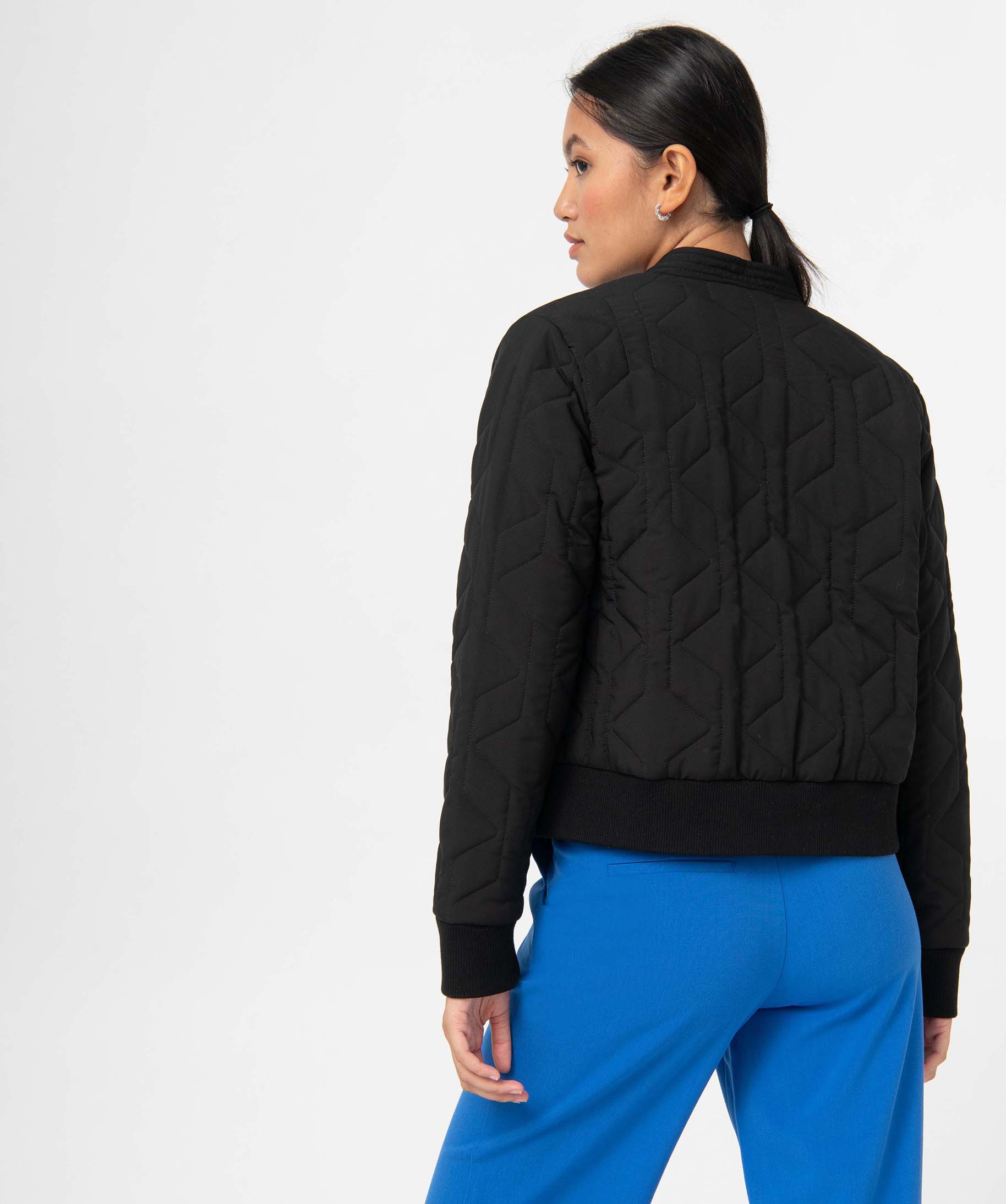 Blouson femme matelassé avec finitions bord-cte noir | GEMO