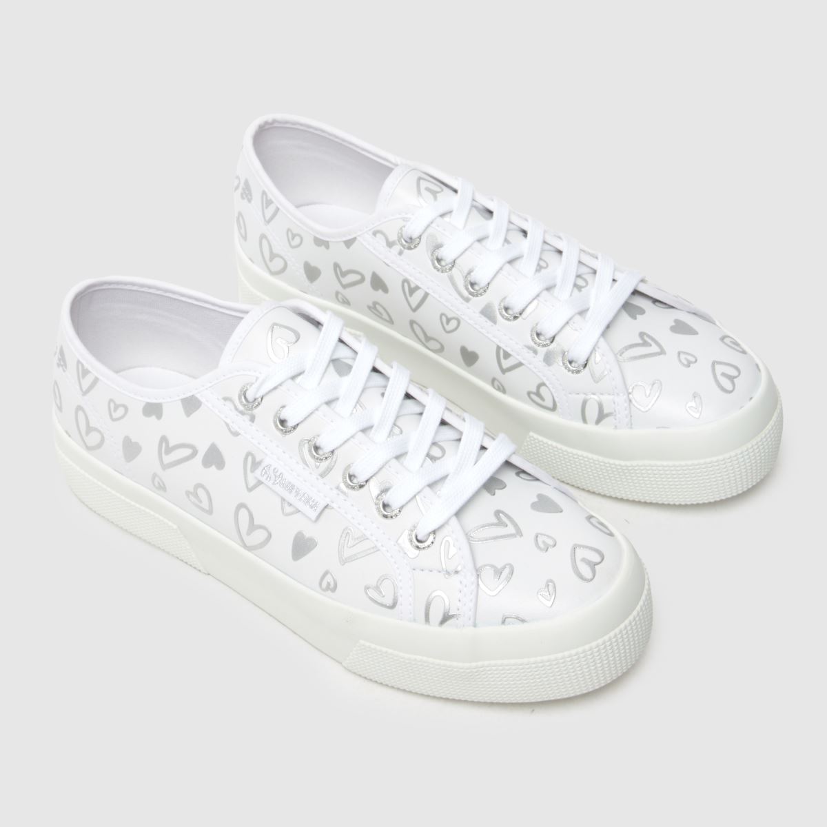 Superga 2740 platform szívek tornacipő fehér és ezüst színben