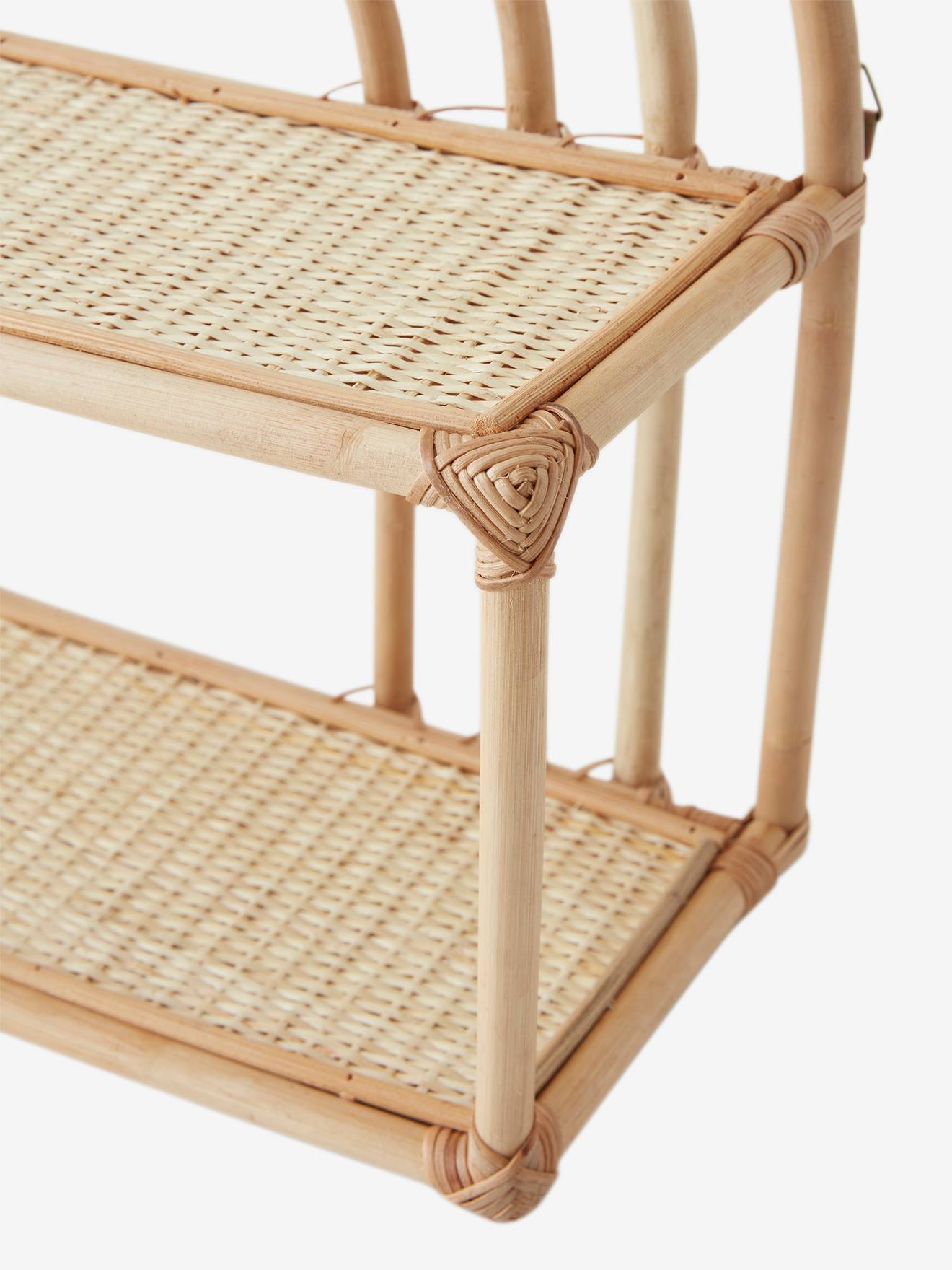 Vertbaudet Kinderzimmer Wandregal aus Rattan BOHO, 2 Regalböden - natur/regenbogen