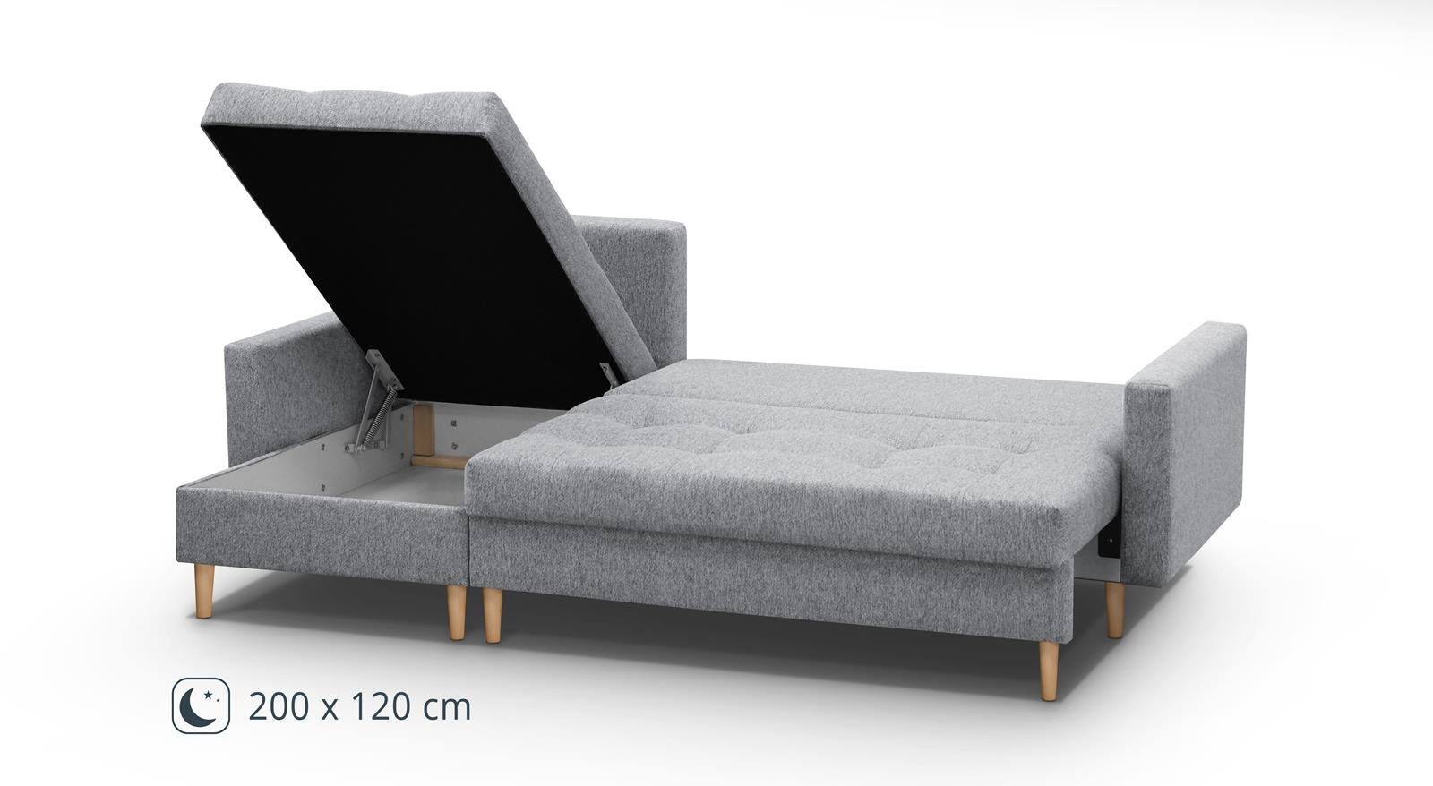 Beautysofa Polsterecke HALANT, Federkerns, Bettfunktion, links oder rechts montiebar, recycelten PET-Flaschen Material