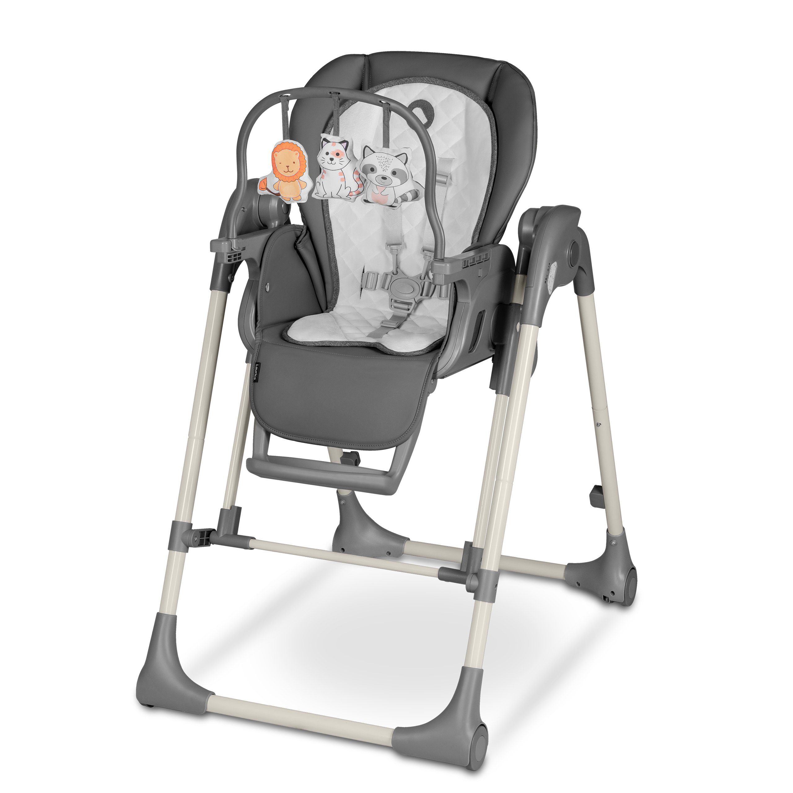 lionelo Hochstuhl LO-LAURICE, 2in1: Fütterungsstuhl und Schaukelstuhl, Automatische Bewegungserkennung, Ergonomischer Sitz und Rückenlehne