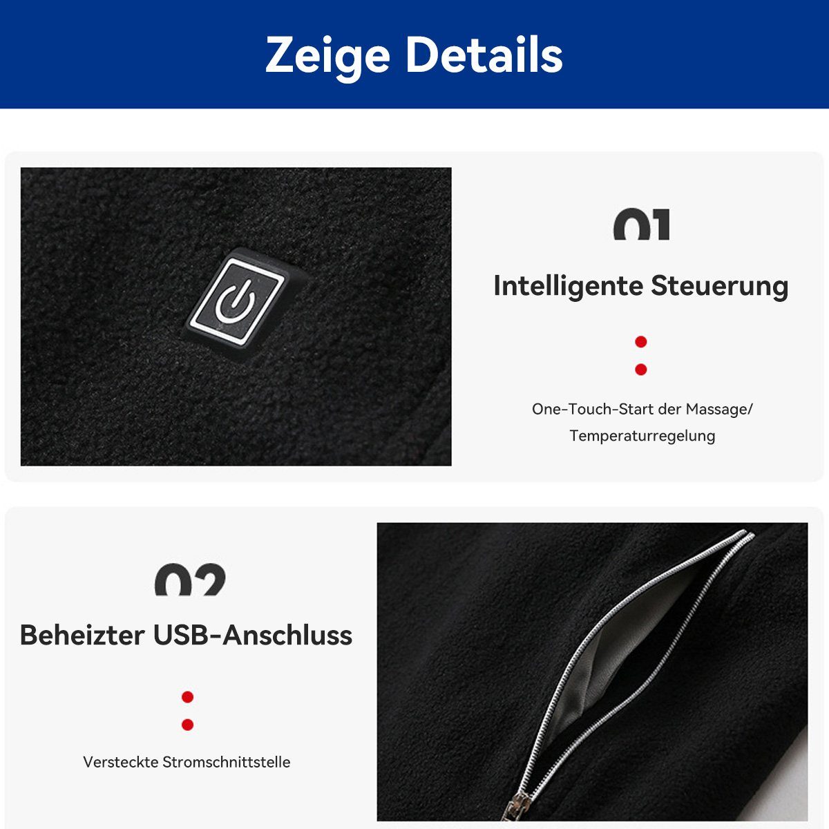 Welikera Funktionsweste Heizweste,Beheizbare Jacke Wärmeweste mit 3 Modi,USB-Aufladung