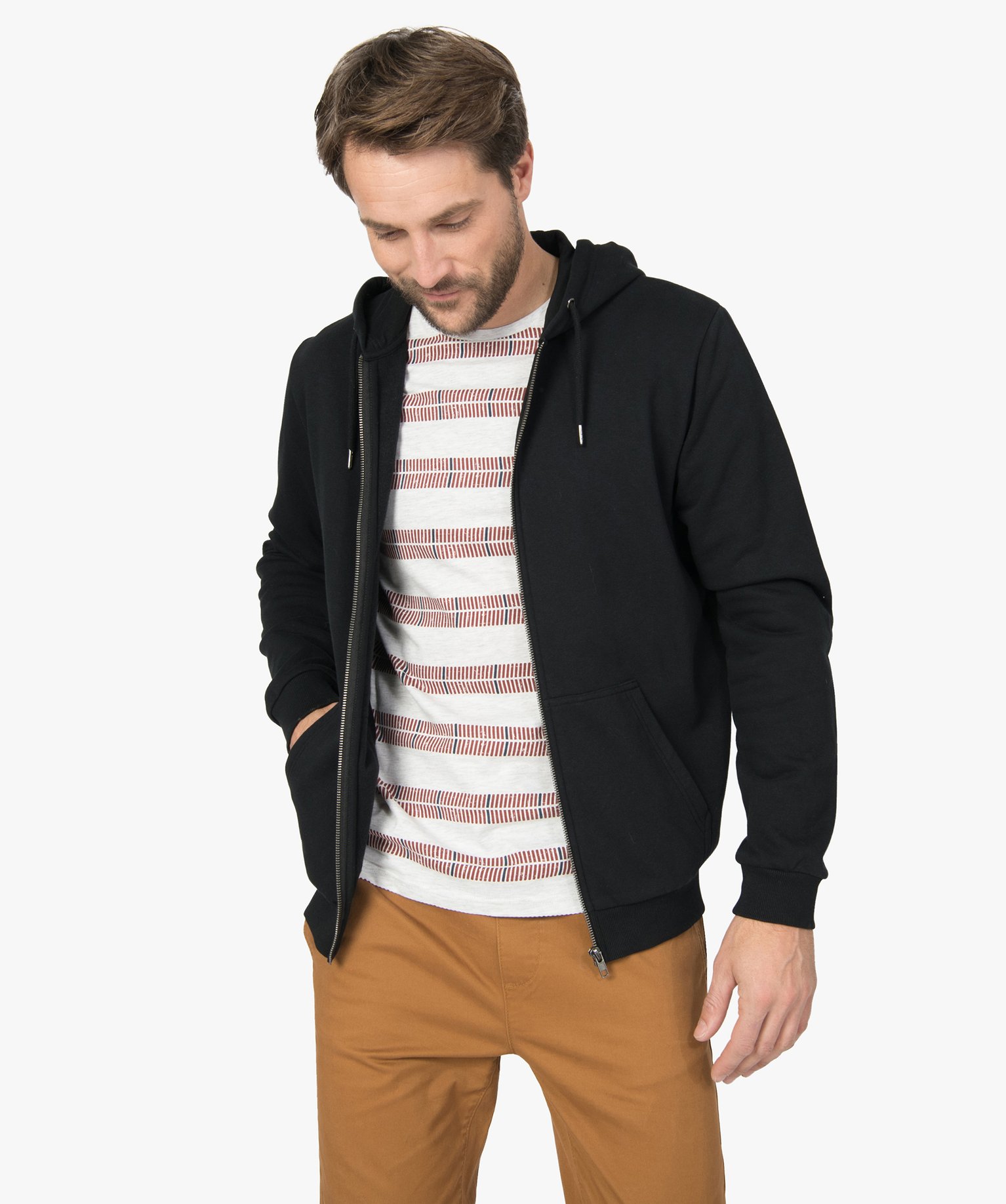 Sweat homme à capuche contenant du coton bio noir | GEMO