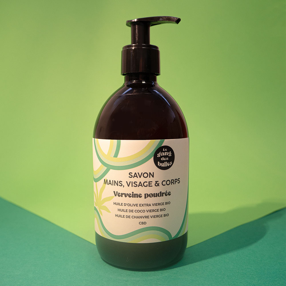 le gang des bulles Savon mains, visage  et  corps - verveine poudrée - 500 ml Savon