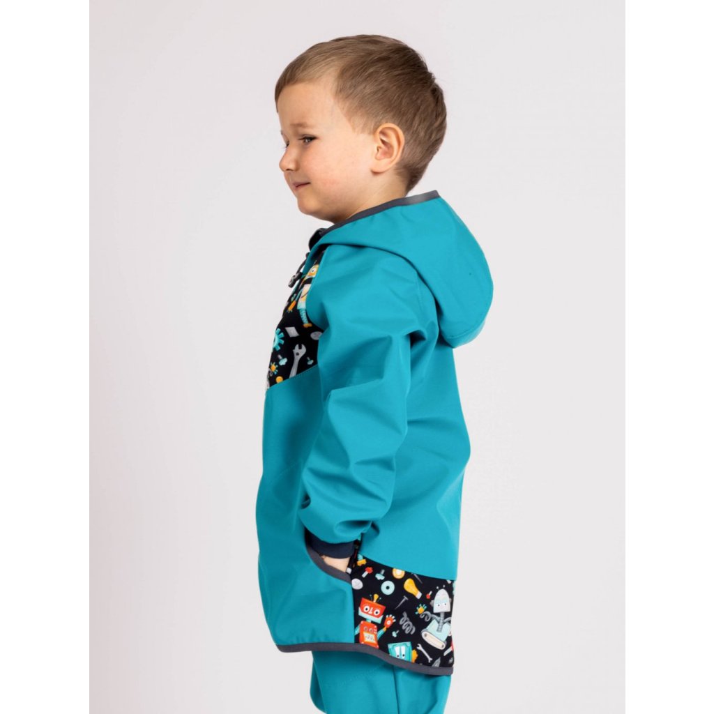Unuo Kinder-Softshelljacke mit Fleece Roboter Smaragdgrün