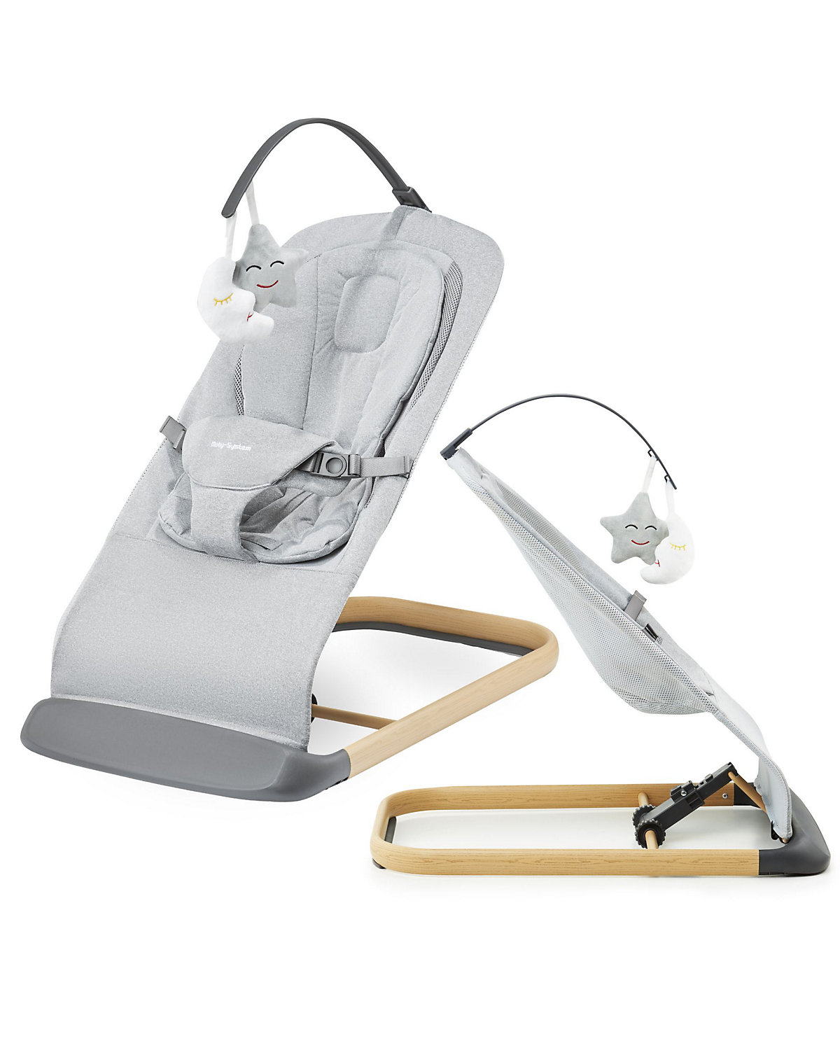2-in-1-Babywippe LILY für Kinder bis 9 kg, 3-stufige Verstellung der Wippe, Kopfband mit zwei Spielzeugen, leichtes, luftiges Netz, für Babys