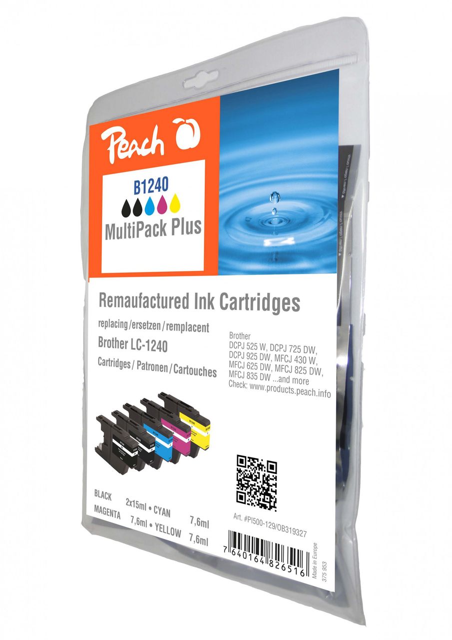 Peach Spar Pack Plus Tintenpatronen ersetzt Brother LC-1240VALBP