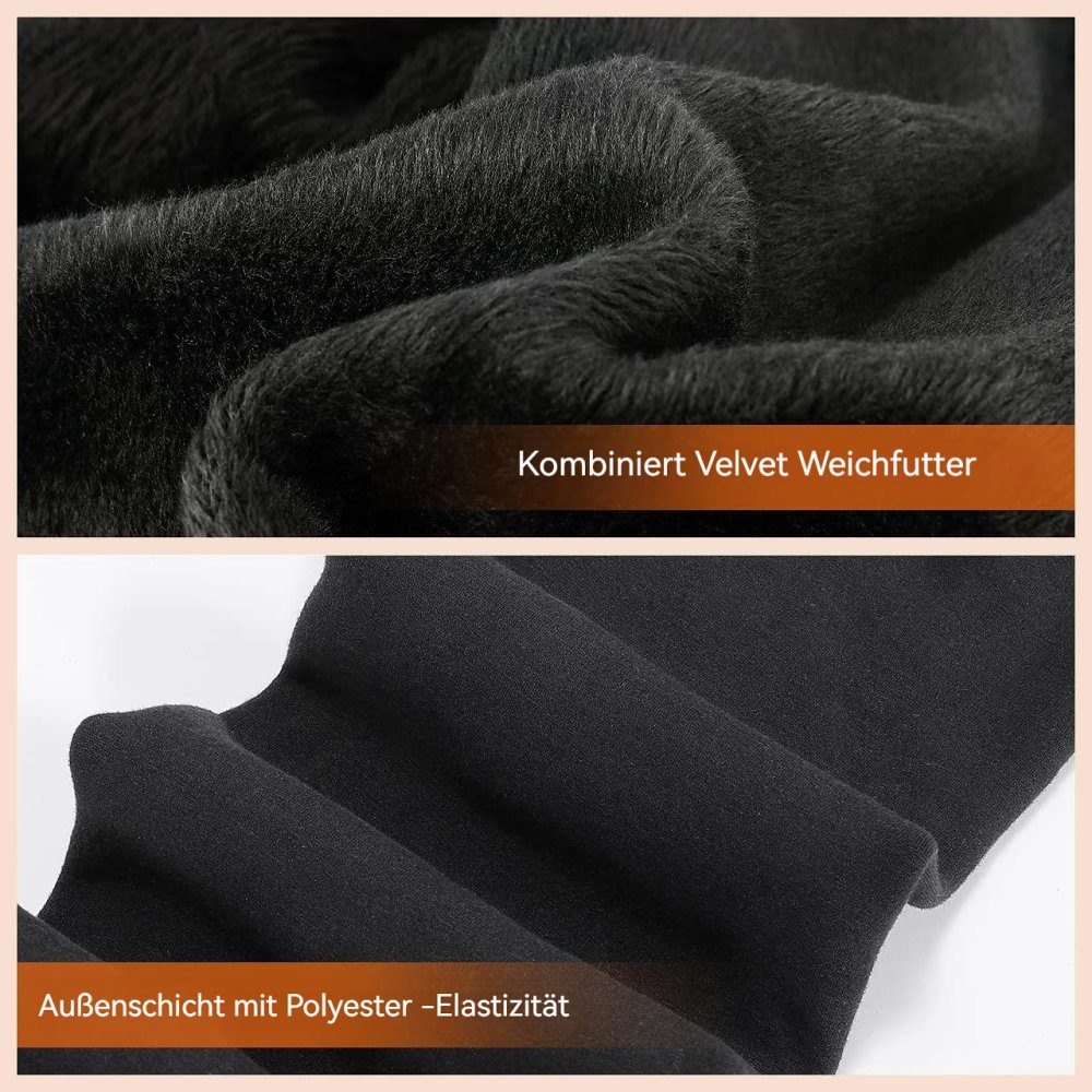 FeelGlad Leggings Gefütterte Leggings Damen,Schwarz Elastischer Bund