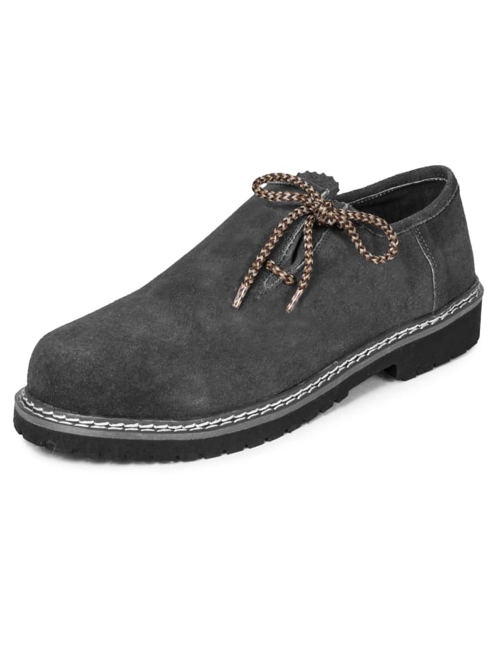 PAULGOS Haferlschuh Trachten Schnürschuh Echtleder in Grau günstig kaufen