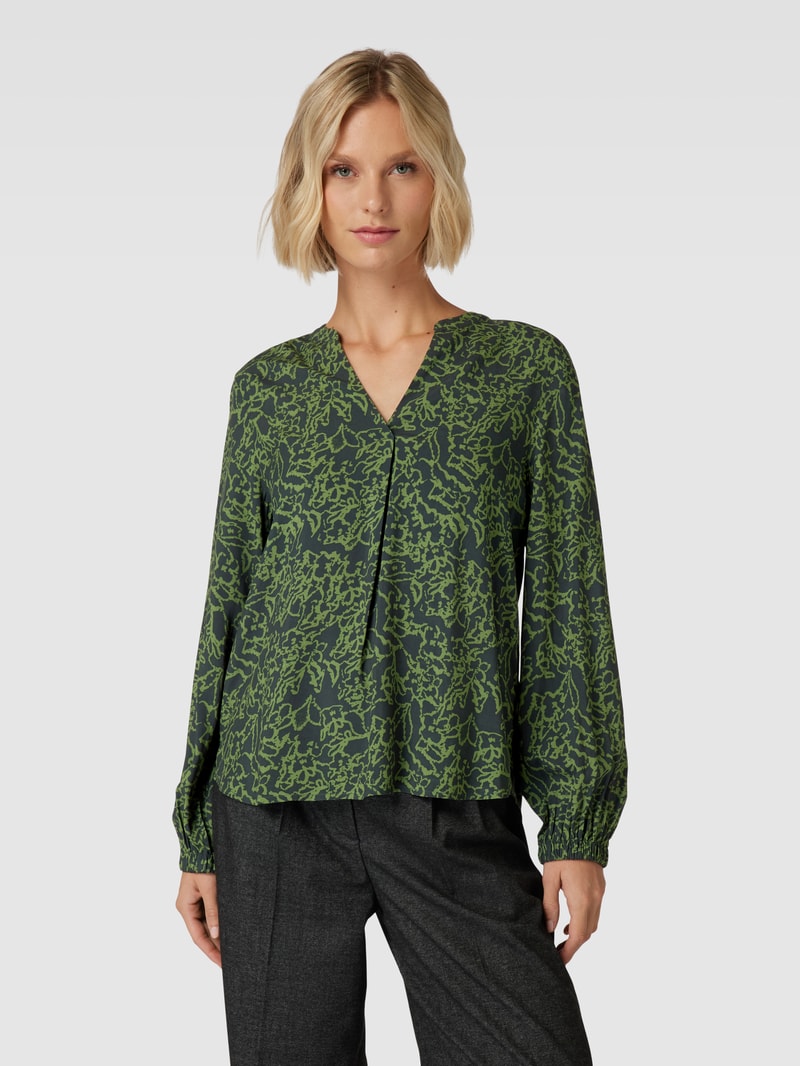 Bluse aus Viskose mit Allover-Muster in grasgrün
