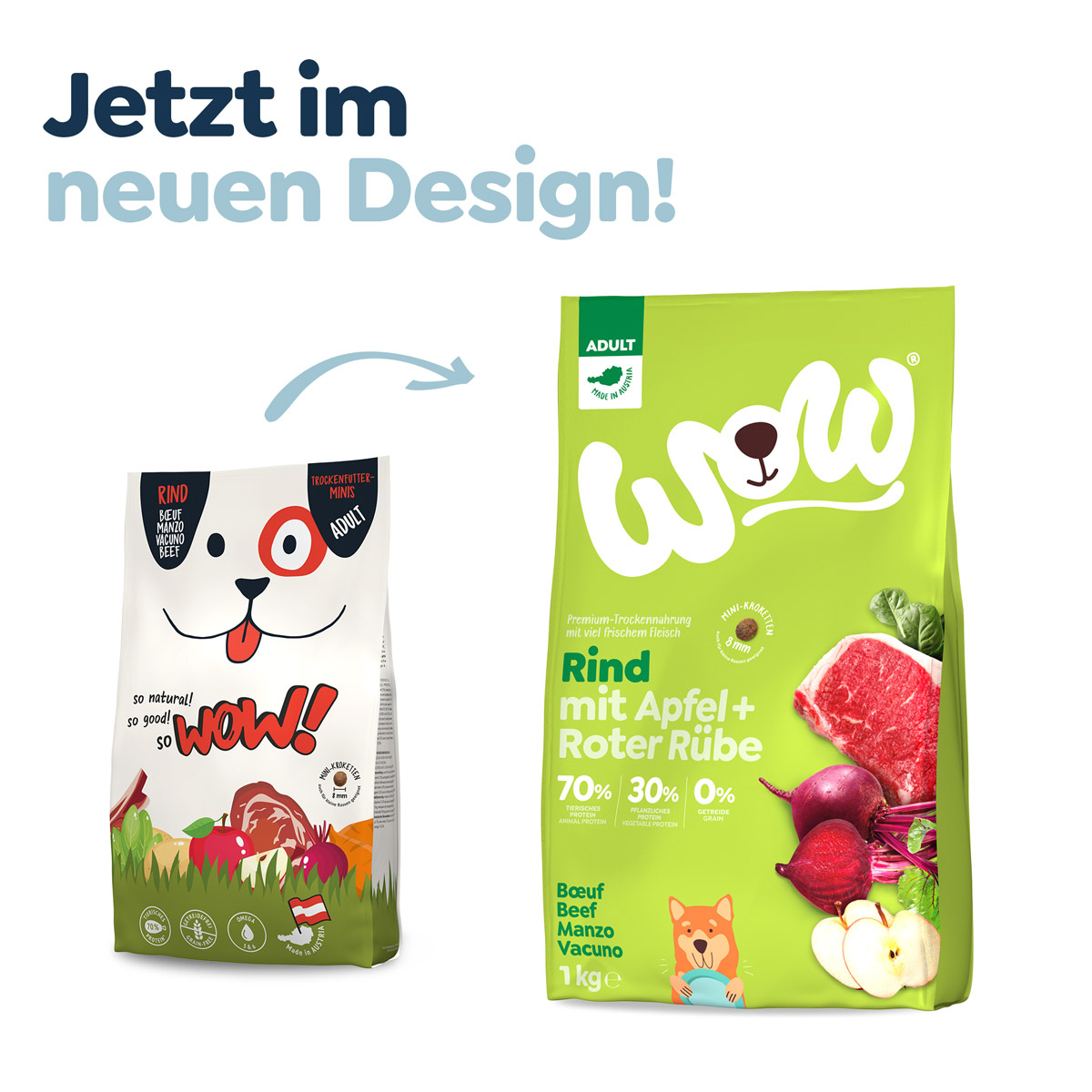 WOW Minis Adult Rind mit Apfel und Roter Rübe 1kg bei ZooRoyal