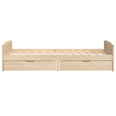 DOTMALL Massivholzbett Kiefer Einzelbett mit Schubladen 90x200cm,Ohne Matratze