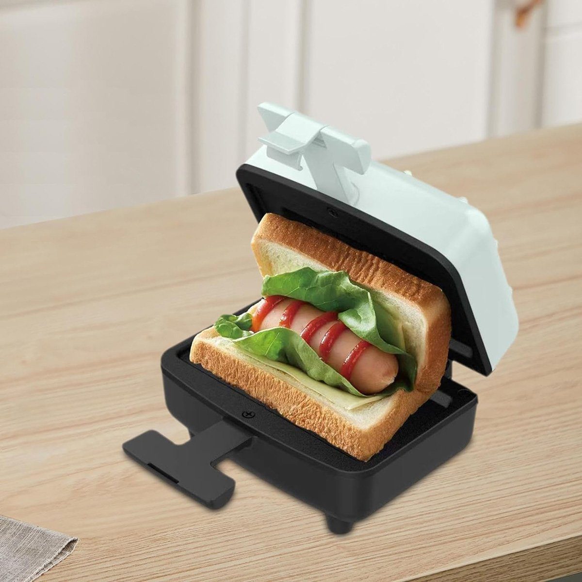 Yoyaxi Sandwichmaker Sandwich Maker Home Breakfast Maker 300 W Kleiner Elektrogrill, Kompakt und leicht, einfach zu verwenden und aufzubewahren, zum Kochen