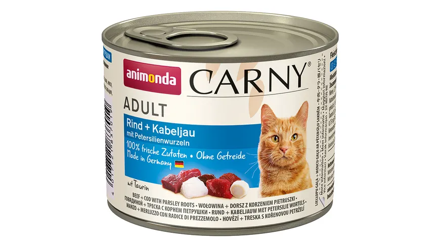 ANIMONDA Katzennassfutter Carny Adult Rind+Kabeljau mit Petersilienwurzeln 200 g