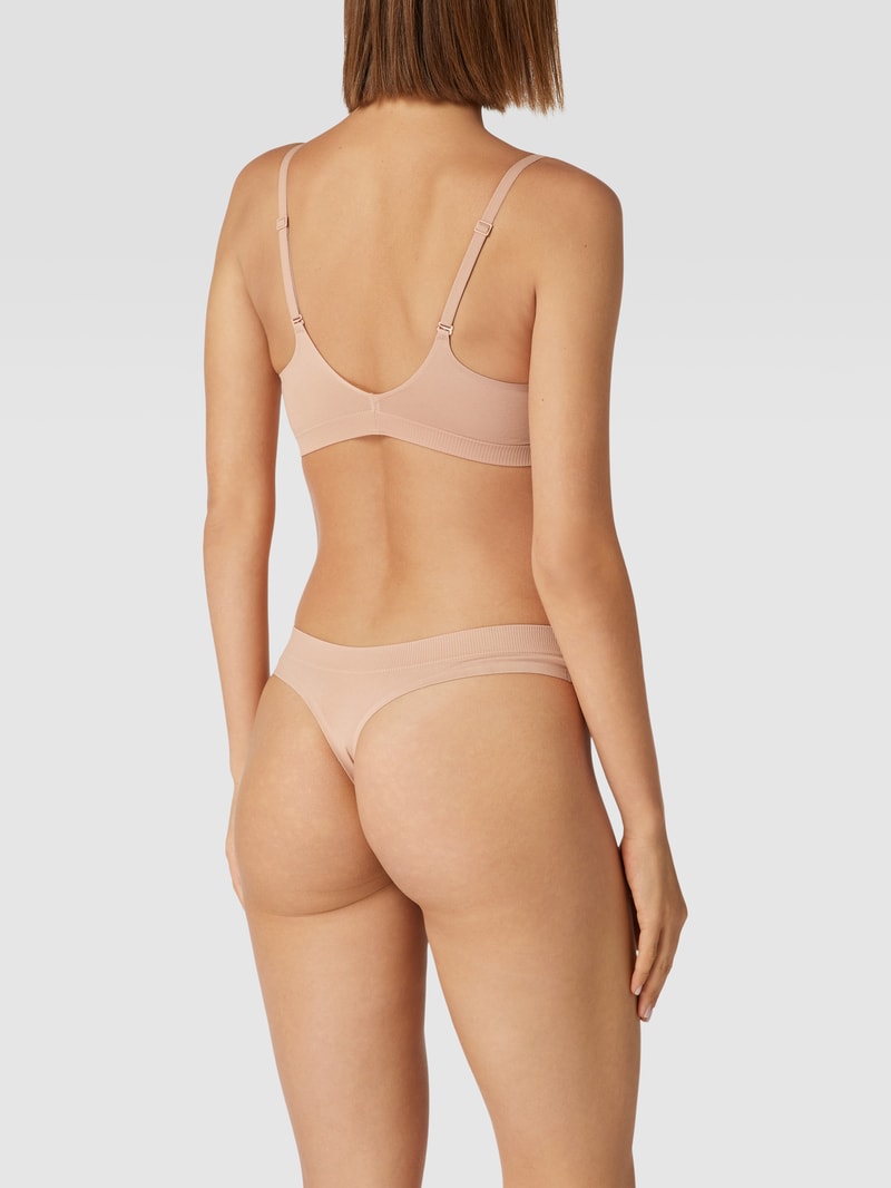 Bandeau-BH mit Label-Schriftzug in beige
