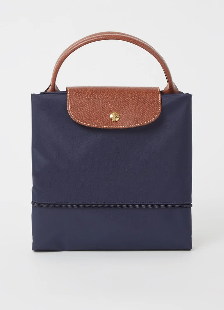 Longchamp Le Pliage Original utvidbar reiseveske med skinndetaljer