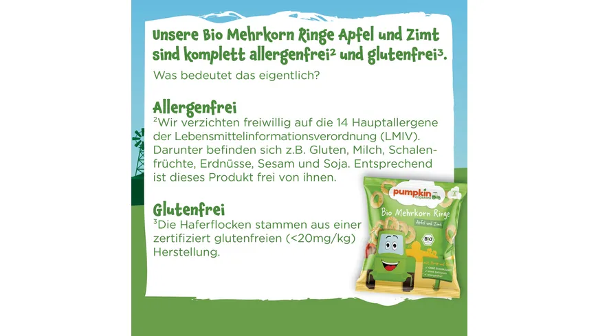 pumpkin organics Bio Mehrkorn Ringe mit Apfel & Zimt 20 g