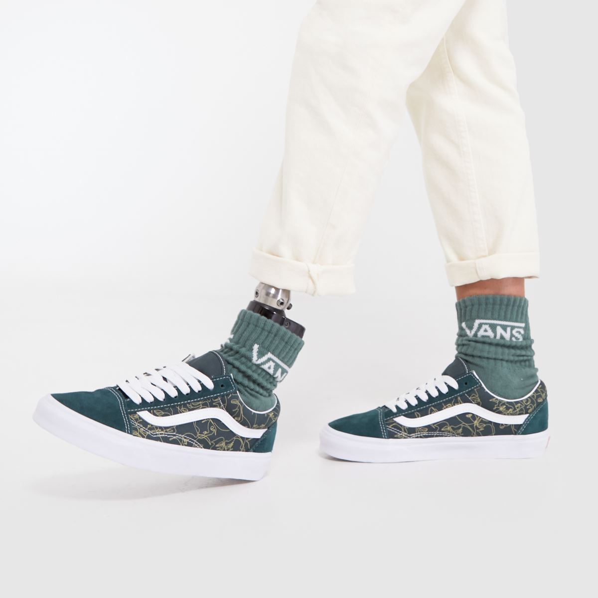 Vans – Old Skool Faces – Mörkgröna sneakers
