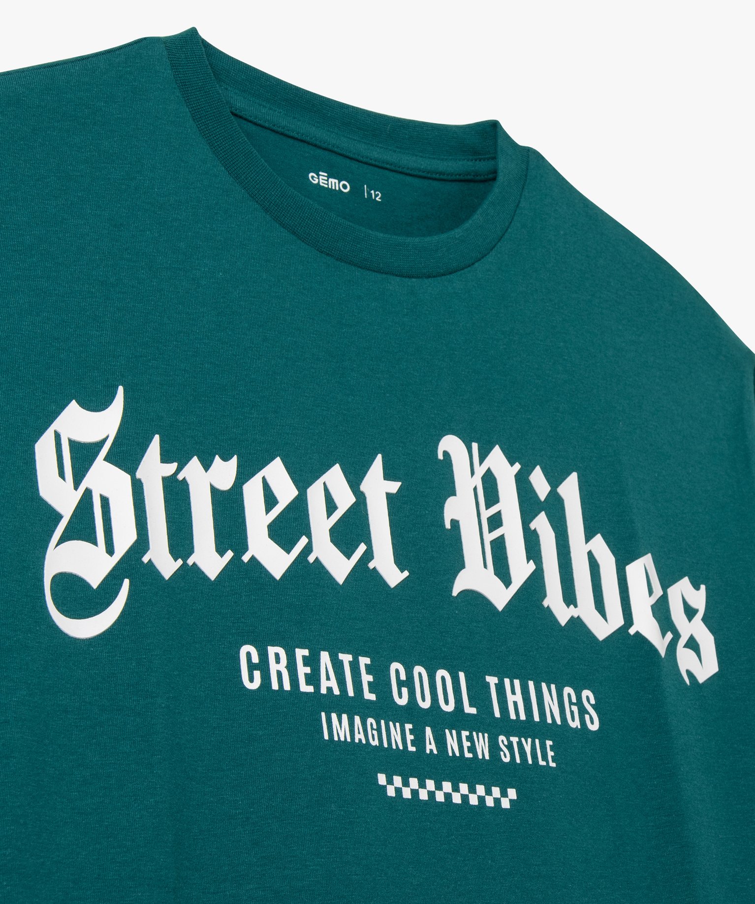 Tee-shirt à manches courtes avec inscription streetwear gar... vert | GEMO