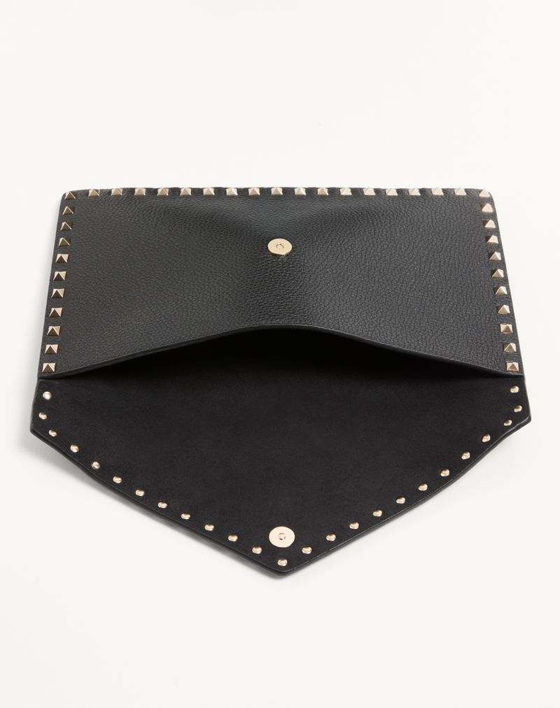 Bolsa Rockstud em couro de bezerro granada