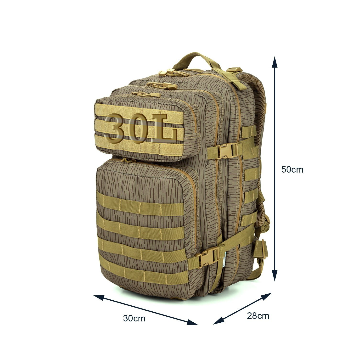 BLITZER Wanderrucksack Militär Rucksack Assault 30L oder 50L Einsatzrucksack, Nylon 900D