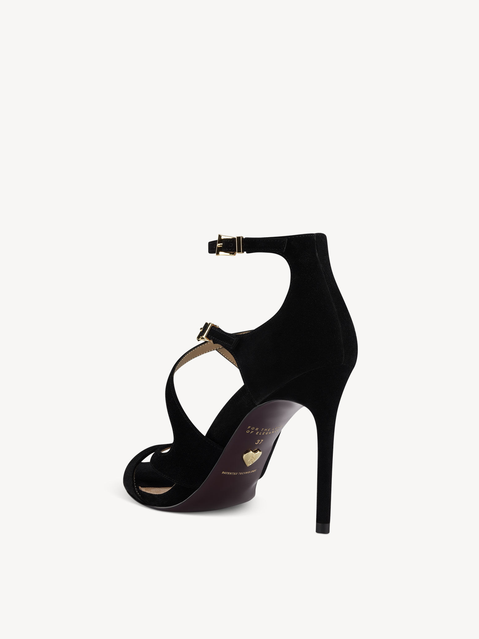 Sandale à talon en cuir - noir