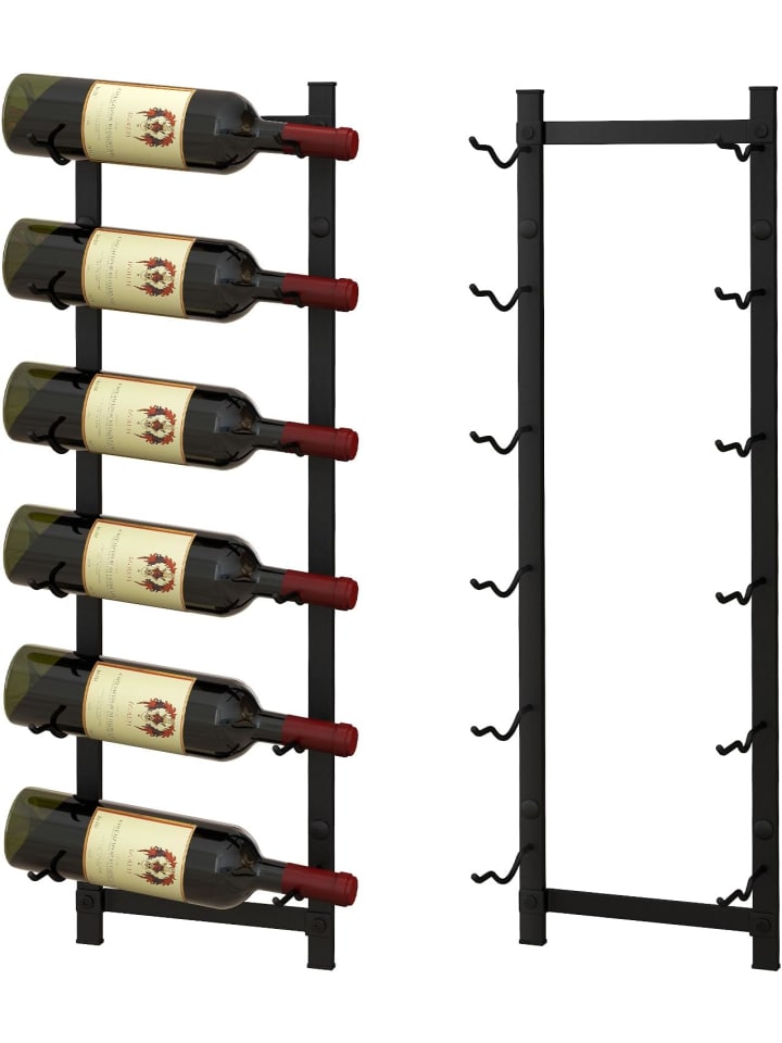 COSTWAY Weinregal Wand für 6 Flaschen in Schwarz günstig kaufen 22 cm