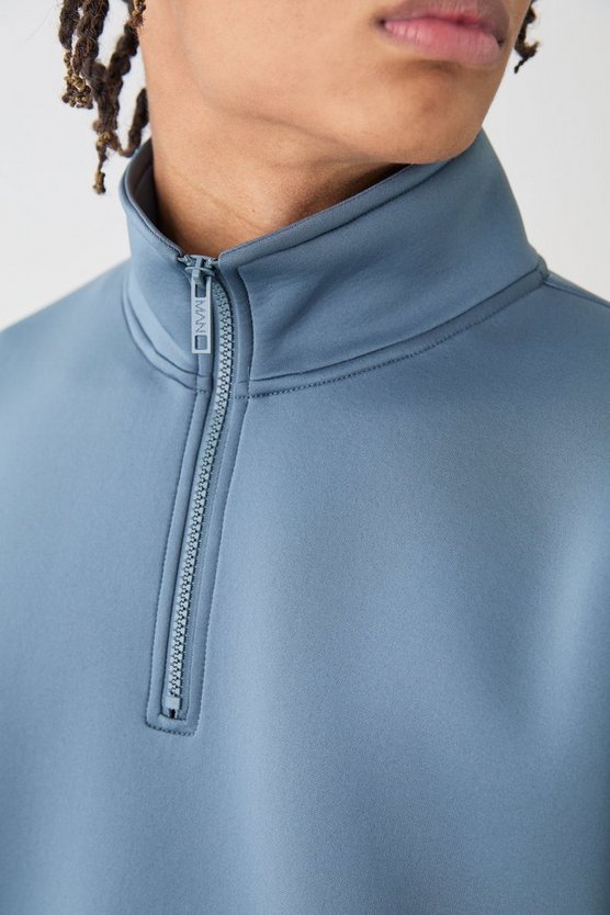 Kastiges Oversize Scuba-Sweatshirt mit Reißverschluss