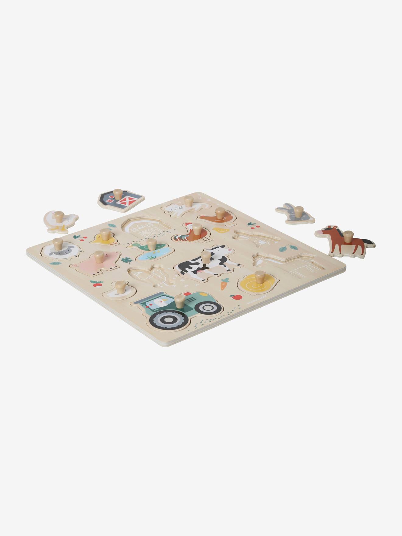 Puzzle boutons Lovely Farm en bois FSC® beige
