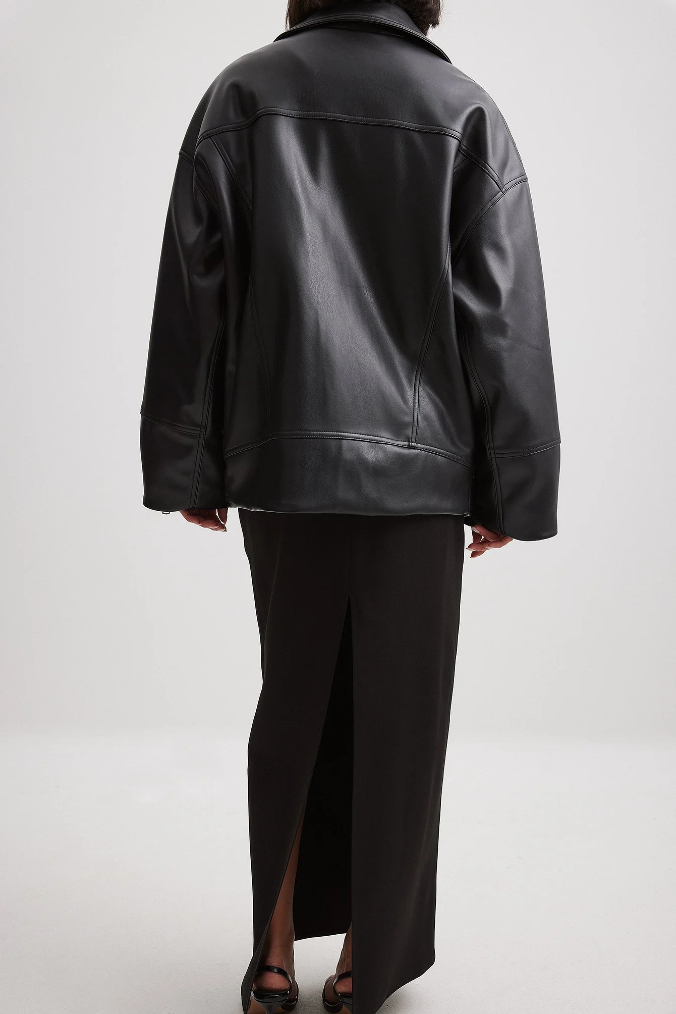 Oversized-PU-Bikerjacke