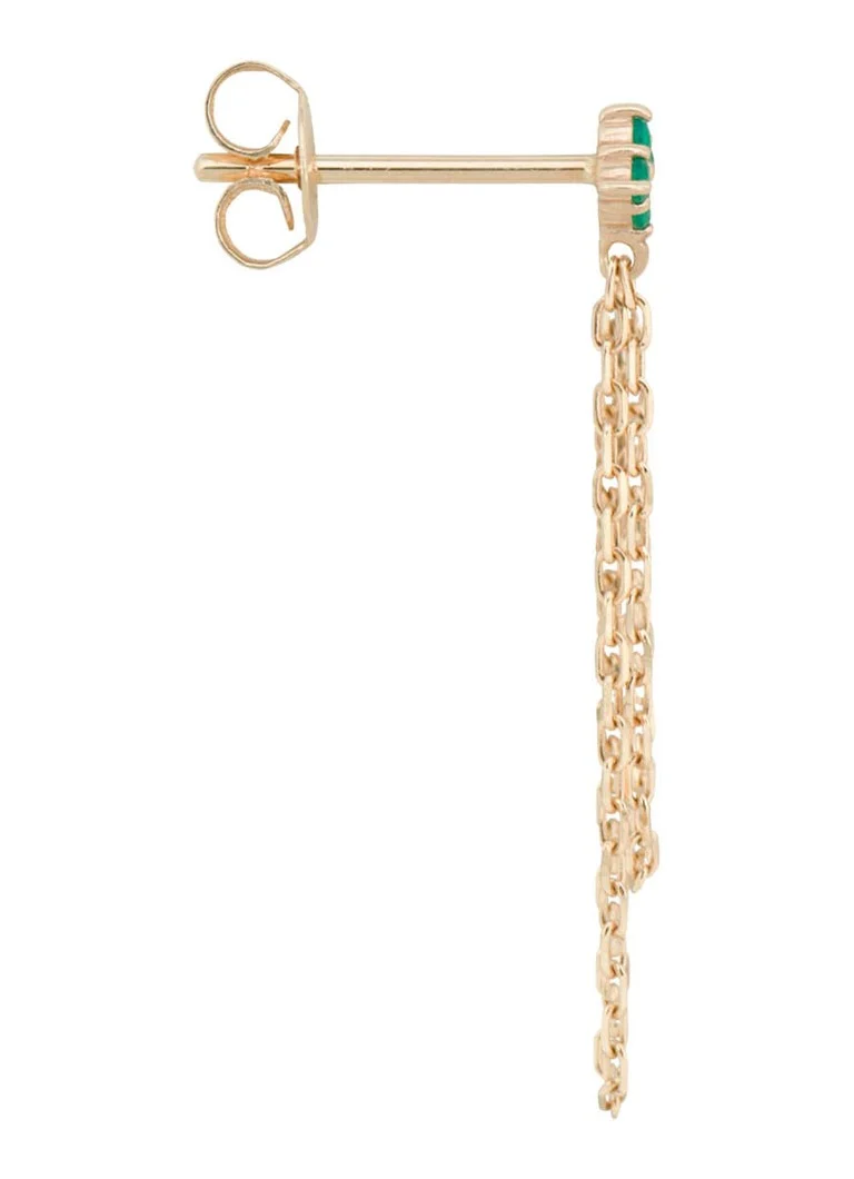 Σκουλαρίκια Anna + Nina Enchanted Chain με μονό σκουλαρίκι και αλυσίδα από κίτρινο χρυσό 14 καρατίων