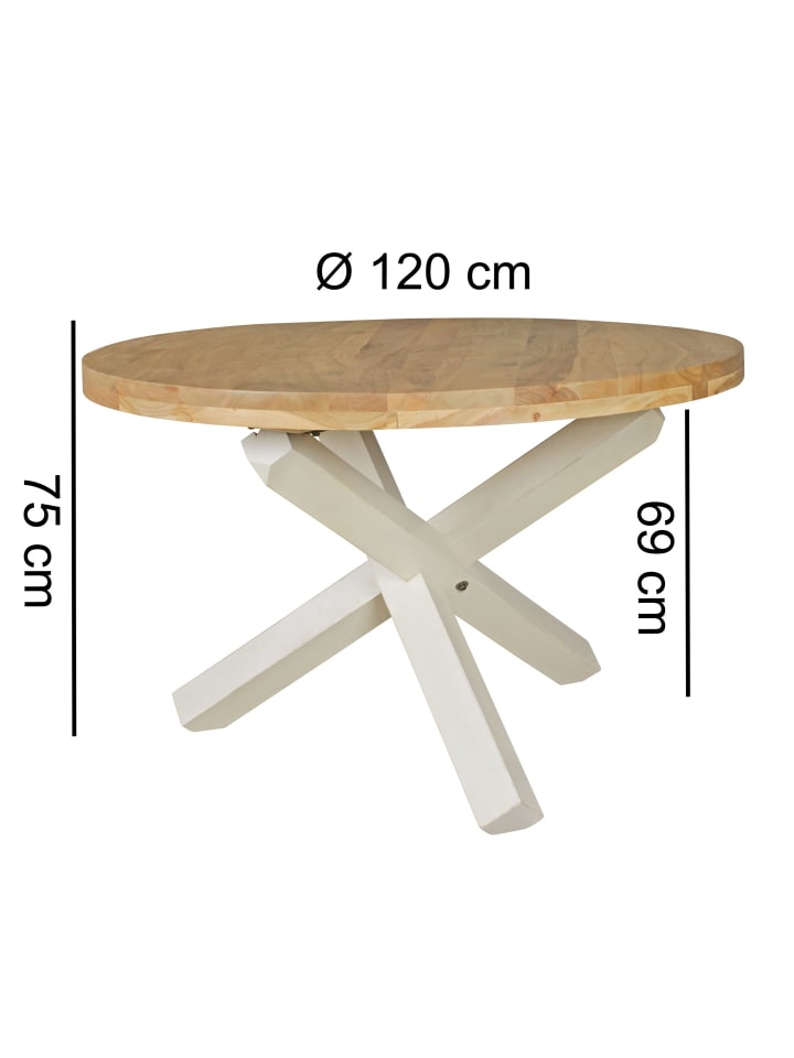 KADIMA DESIGN Design Esszimmertisch BOHA rund Ø 120 cm x 75 cm Massiv-Holz in Akazie günstig kaufen onesize