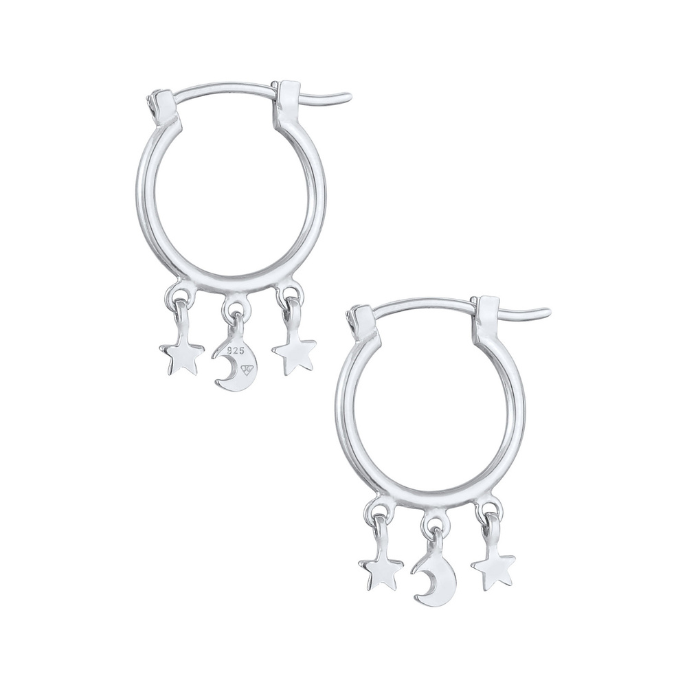 Elli Elli Boucles d'Oreilles Blogueur créoles étoile lune astro tendance pour femme en Boucles d'oreilles
