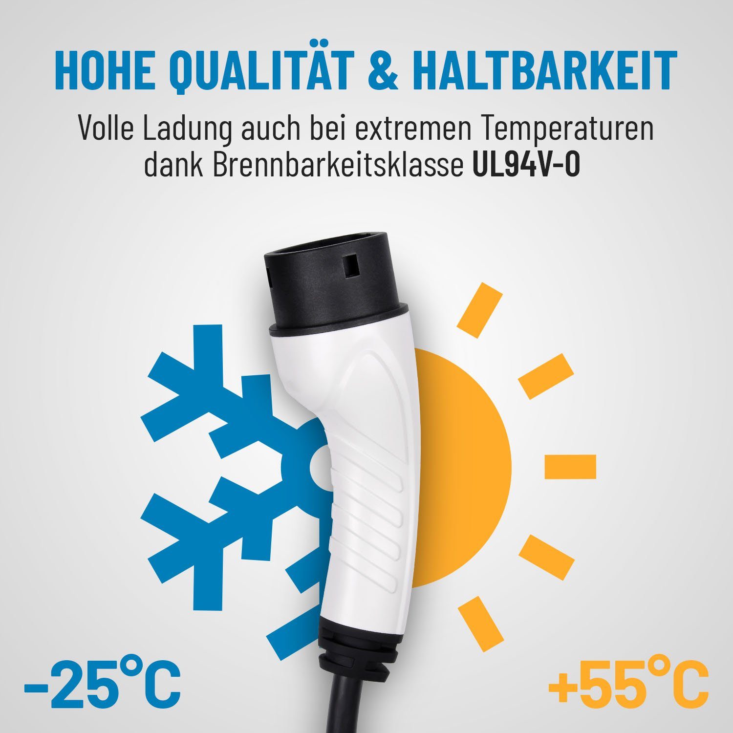 ABSINA Elektroauto Ladekabel Typ 2 Mode 3, 5 Meter, 3-phasig, 11kW, 16A, IP55 Elektroauto-Ladegerät (1-tlg)