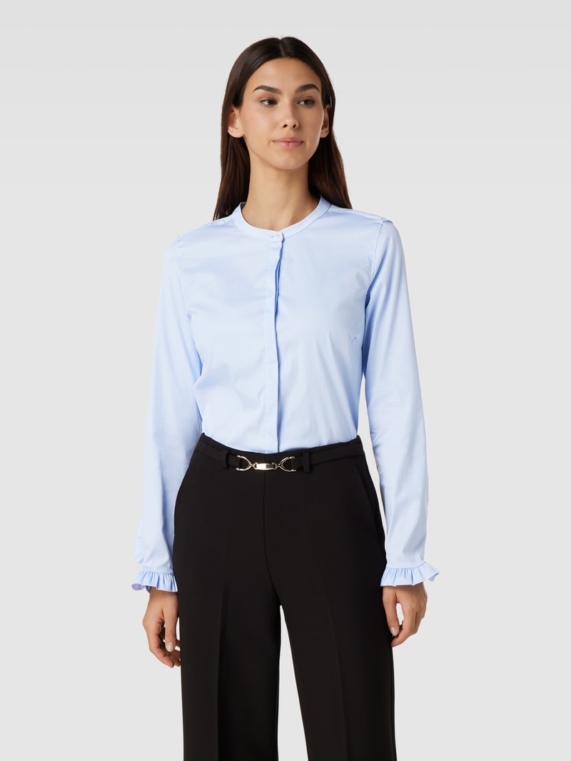 Bluse mit Maokragen Modell 'Mattie' in hellblau