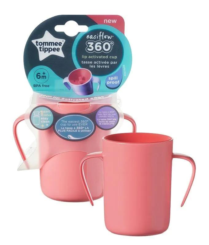 Tommee Tippee шоља за лако флоуирање 360° са ручкама, розе