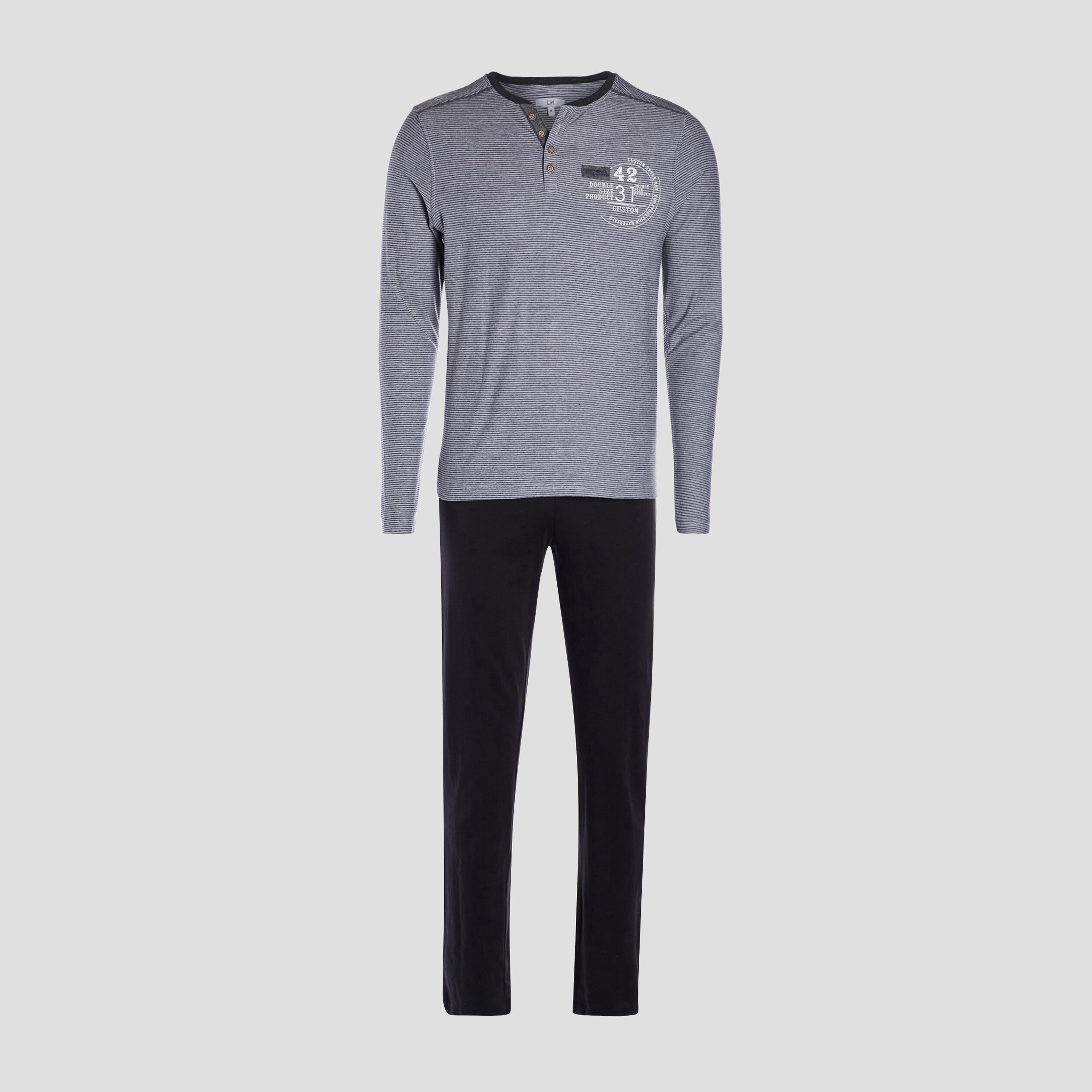 Ensemble pyjama 2 pièces gris foncé homme | La Halle