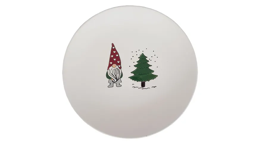 TRENDSHOP Teller X-MAS Wichtel mit Tanne Ø 21,5cm