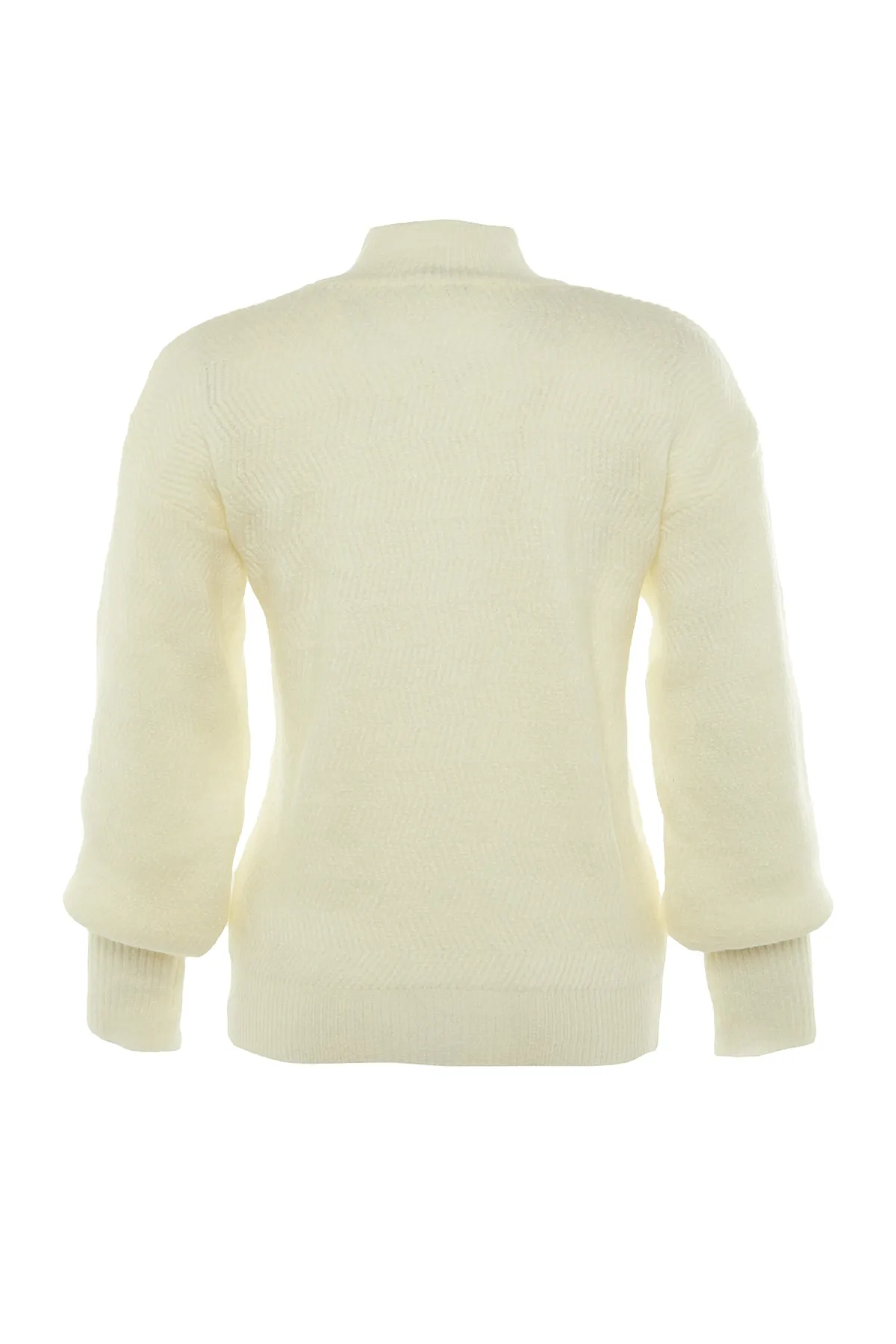 Trendyol Collection  Ecrufarbener, weich strukturierter Basic-Strickpullover TWOAW21KZ0204