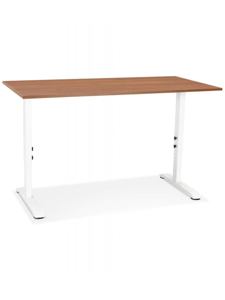 KADIMA DESIGN Höhenverstellbarer Schreibtisch aus Holz Metall | Modern Elegant in Braun-Weiß günstig kaufen