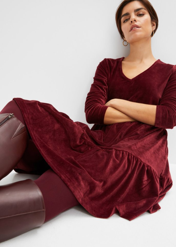 Cord-Kleid mit Langarm