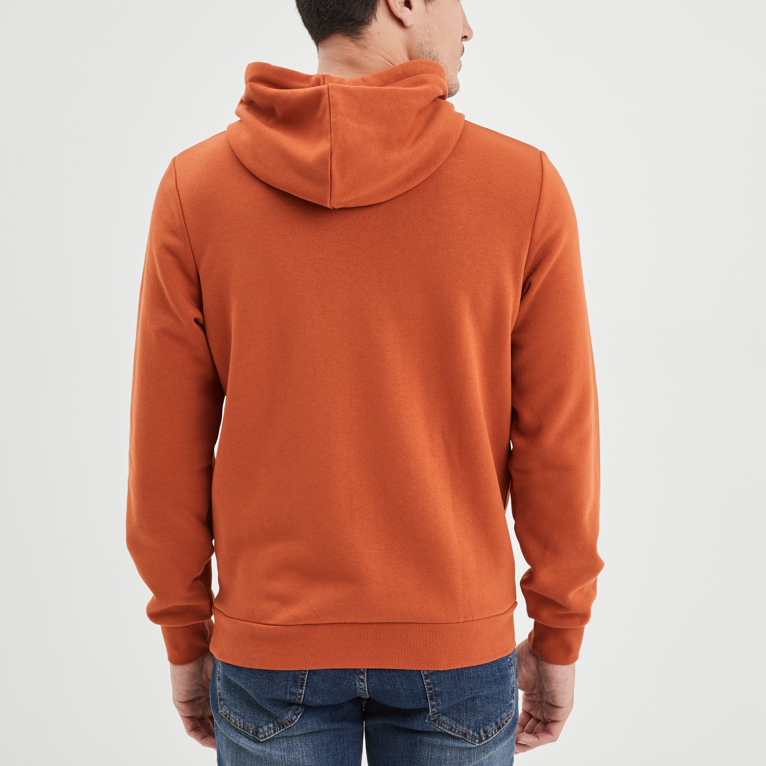 Sweat molleton à capuche hoodie orange foncé homme | La Halle