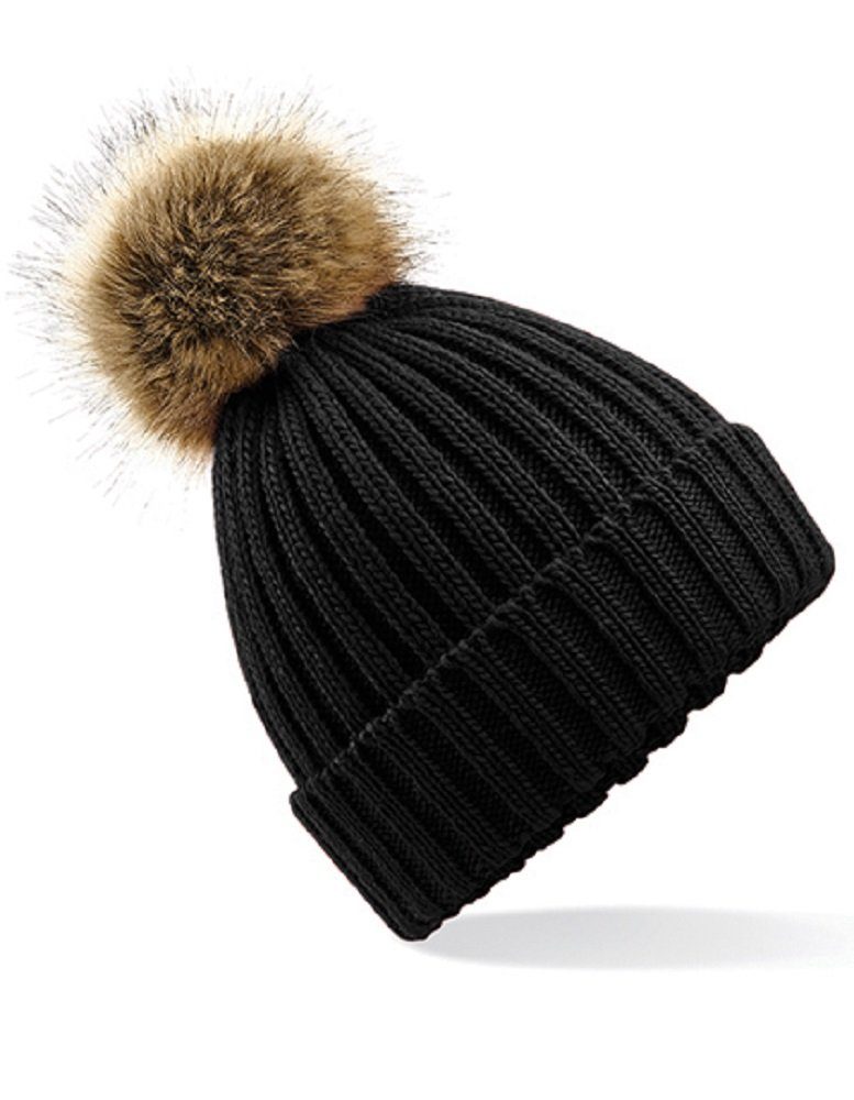Beechfield® Bommelmütze Damen Wintermütze Mütze Strickmütze Abnehmbarer Bommel