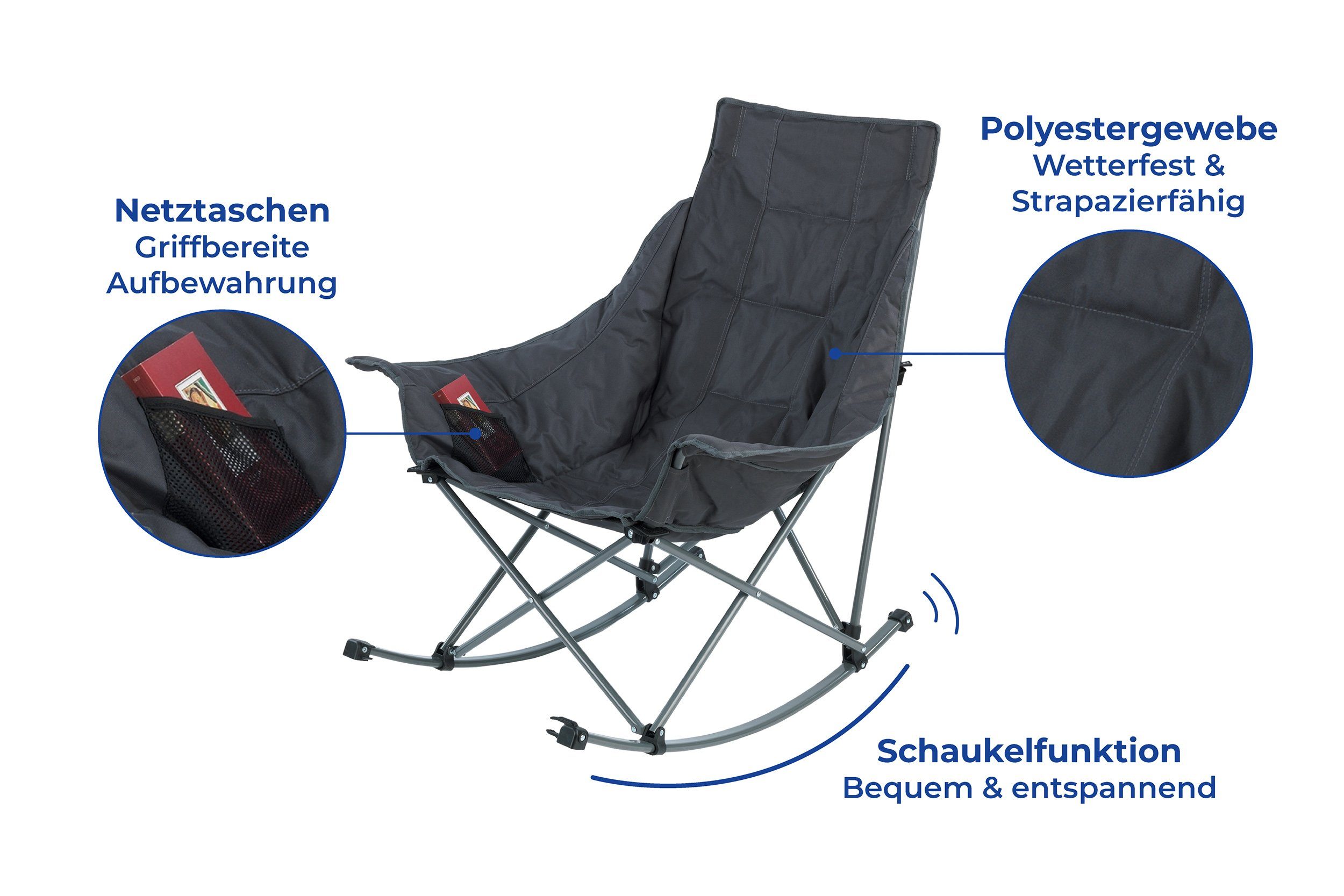 Maximex Campingstuhl Falt-Schaukelstuhl, für drinnen & draußen