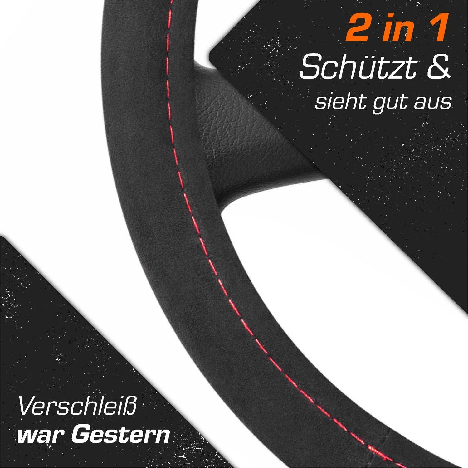 Upgrade4cars Lenkradbezug Alcantara Optik, Ø 37,00 - 39,00 cm, Sportlich-Elegante Wildlederähnliche Struktur