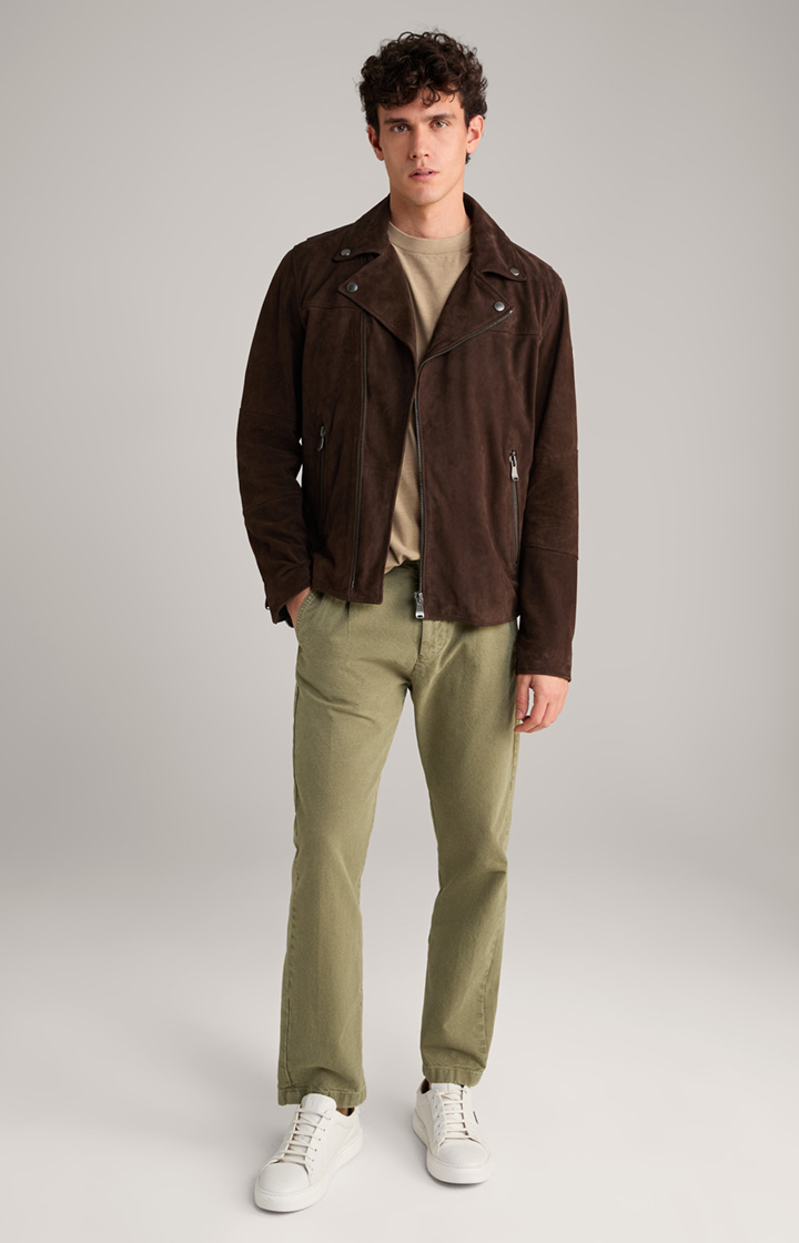 Velours-Lederjacke Lezy in Dunkelbraun